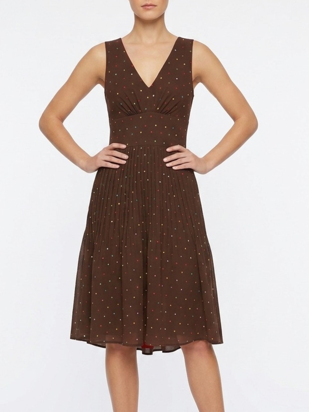Kay Unger New York Brown Polka Dot Cocktail Dress